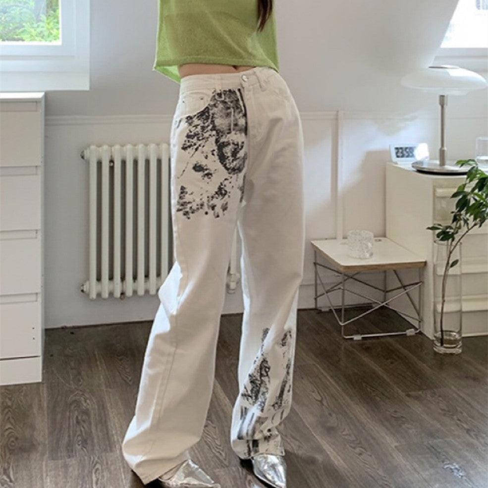 Women's Statement Ink Tie Dye Straight Jeans