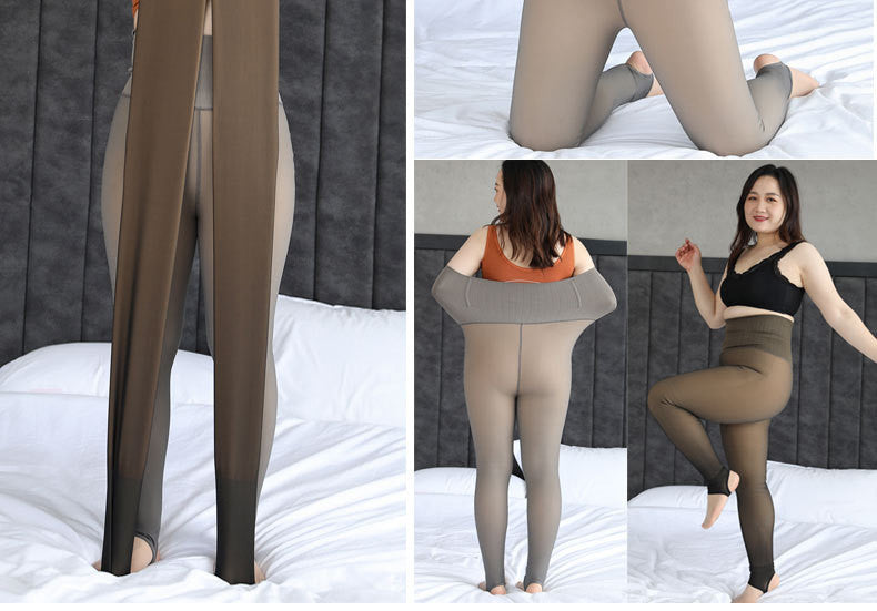 Skin-through High-waisted Belly And Fleece Leggings