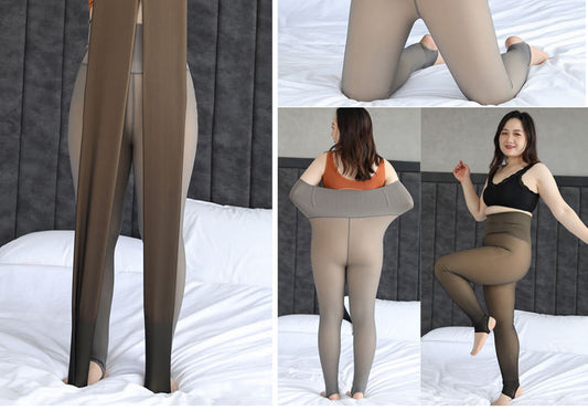 Skin-through High-waisted Belly And Fleece Leggings