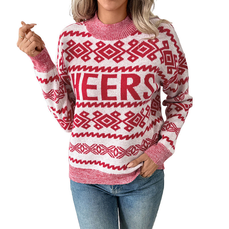 Hot Sale In Europe And America Hot Christmas Letters Crew Neck Pullover Sweater