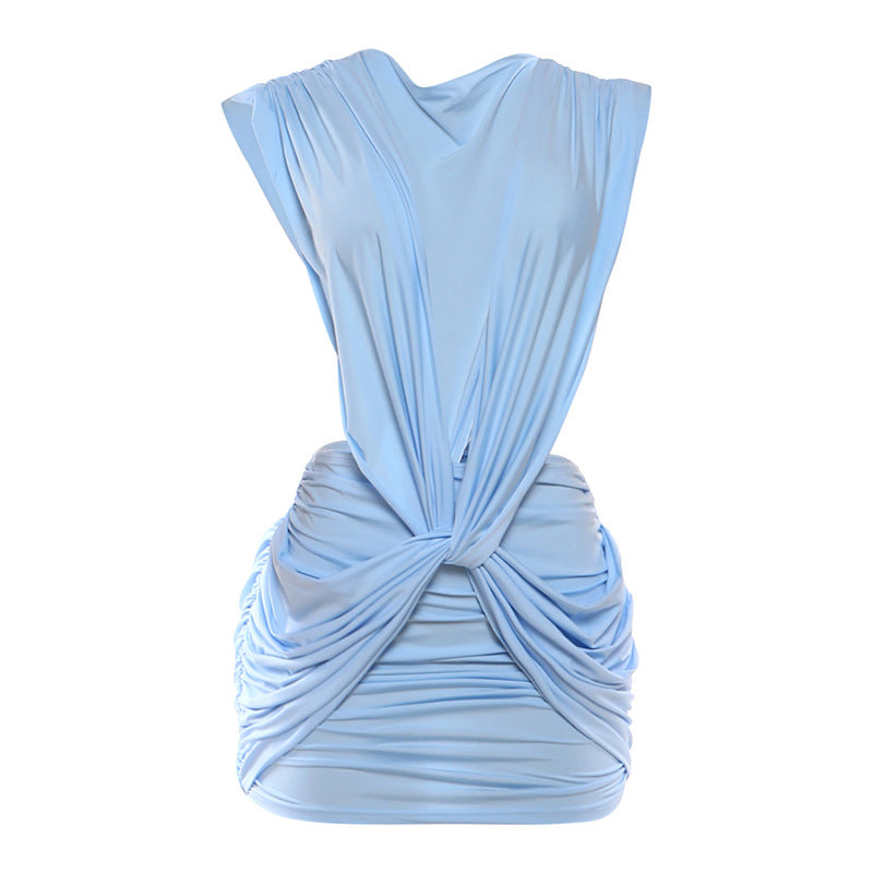 Bodycon Pleated Sleeveless Dress For Women