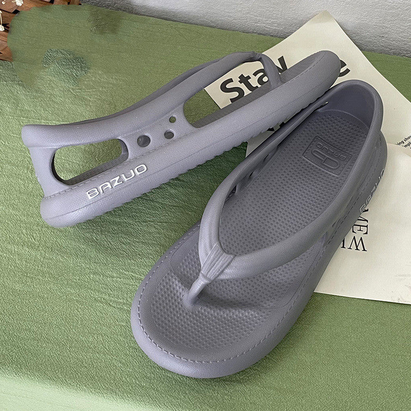 Women's Summer Outer Wear Solid Color Thick Bottom Flip Flops