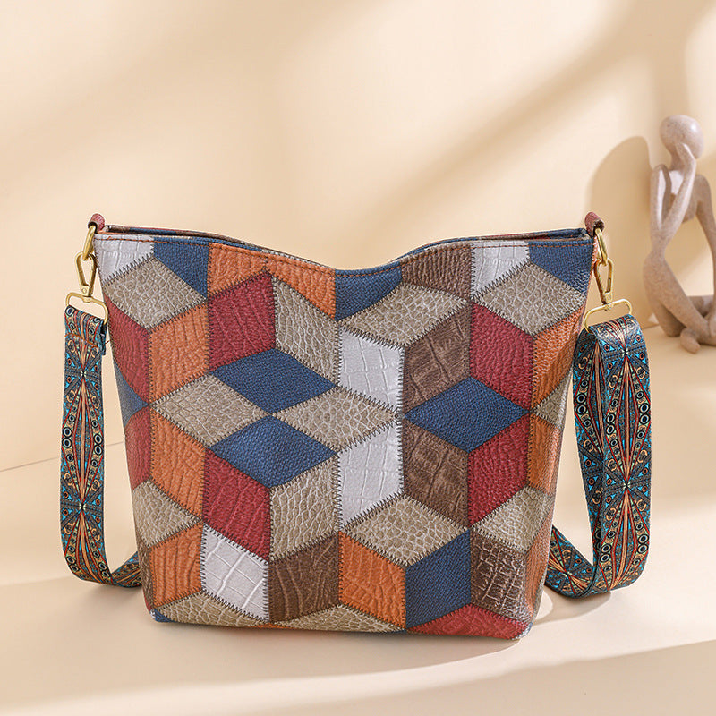 Contrast Color Casual Large Capacity Totes Multi Colors Stitching Fashionable Stylish