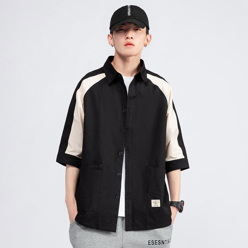 Men's Korean Style Colorblock Casual Shirt