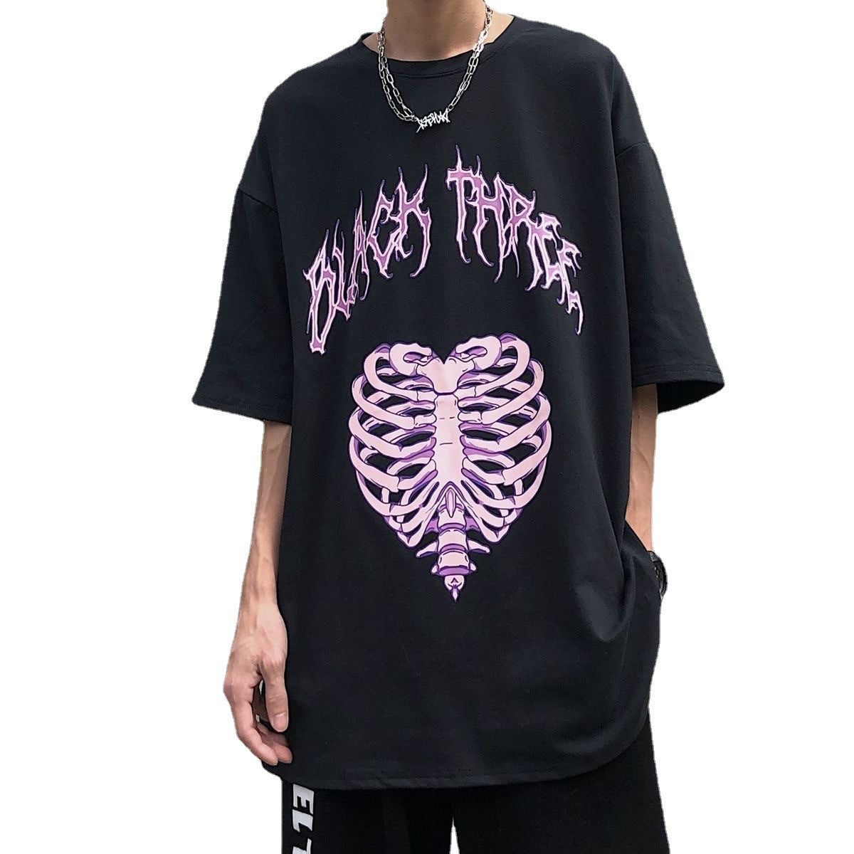High Street Style Hip Hop Relaxed Youth Half Sleeve Top