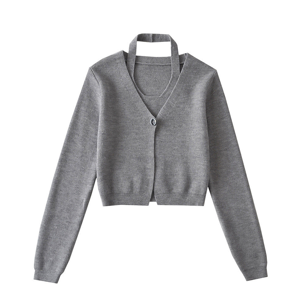 European And American Short Neck Knitting Vest Fashion Suit