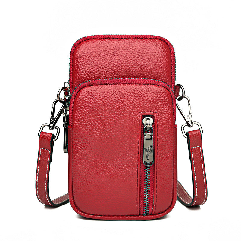 Cross-border First-layer Cowhide Mobile Phone Bag Trendy Fashion