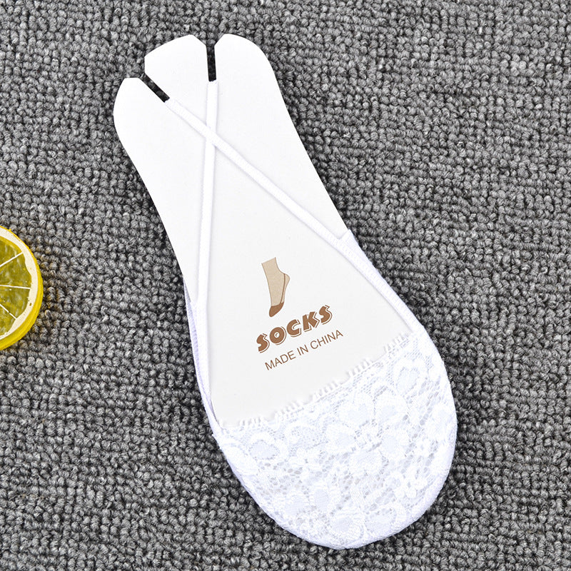 Elastic Suspender Half Palm Socks Lace Boat Socks