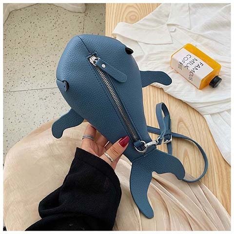 Fashion Creative Funny Personality Whale Pu Messenger Bag