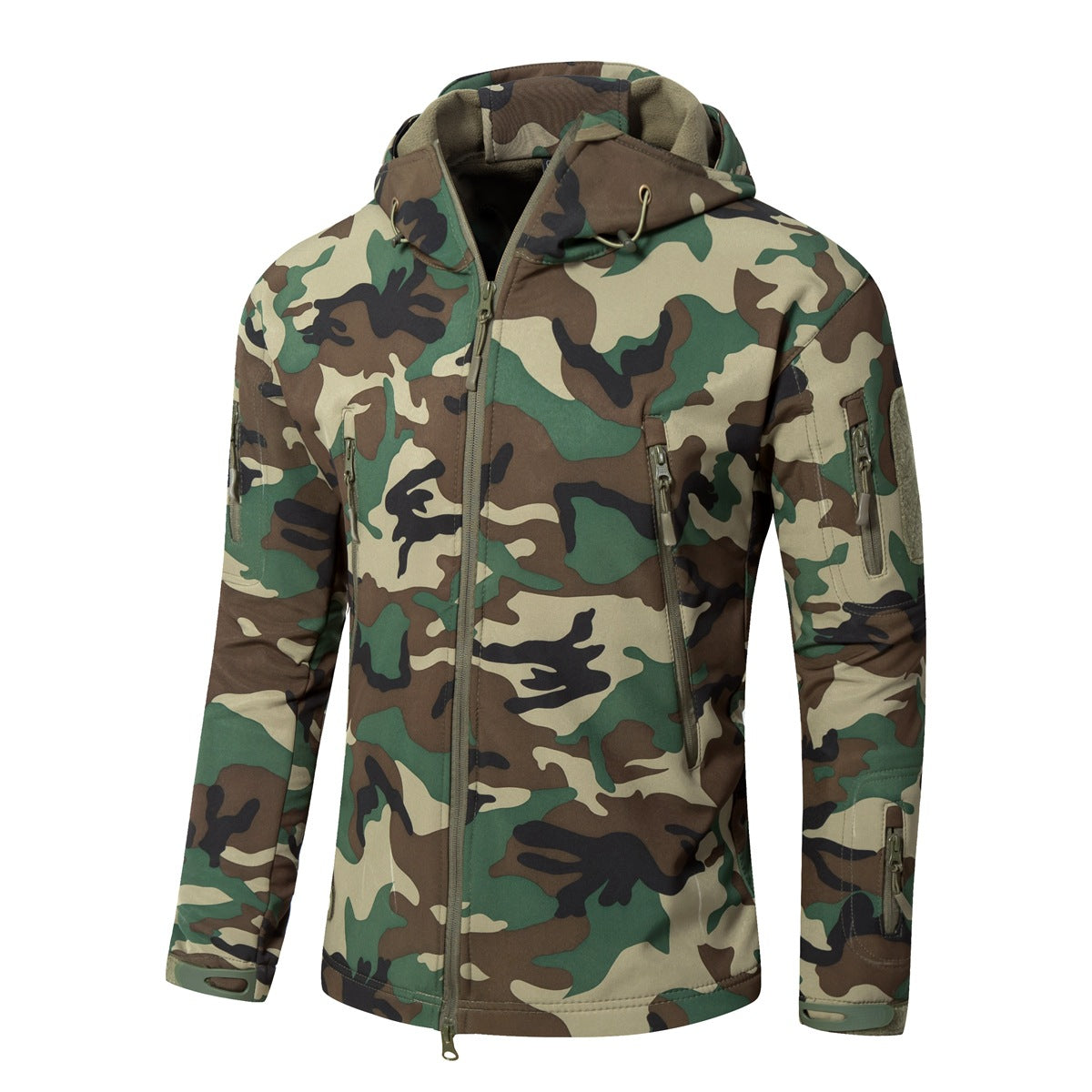 Large-size Softshell Fleece Outdoor Jacket Warm Camouflage For Winter