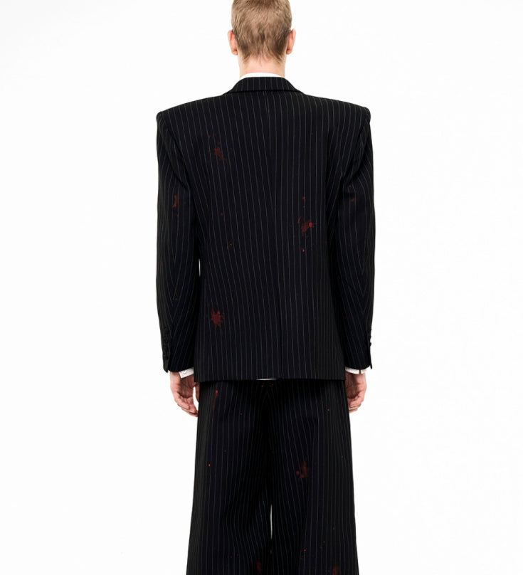 Mens High End Blood Stain Inspired Tailored Single Breasted Suit