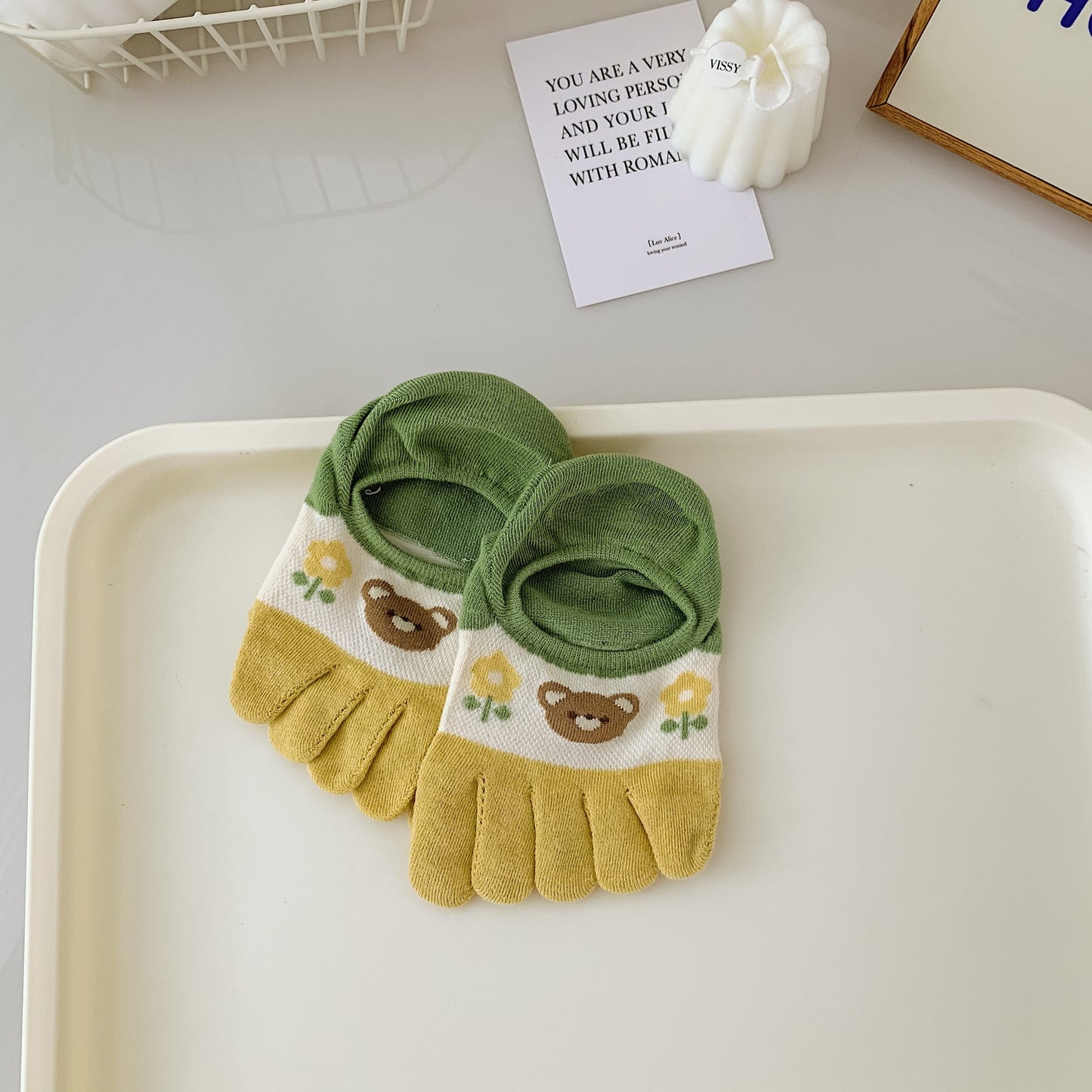 New Cute Cartoon Non-slip Breathable Five-toed Socks
