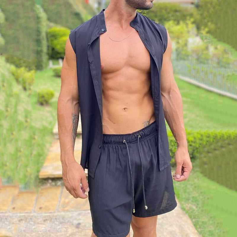 Men's Casual Loose Sleeveless Shirt Shorts
