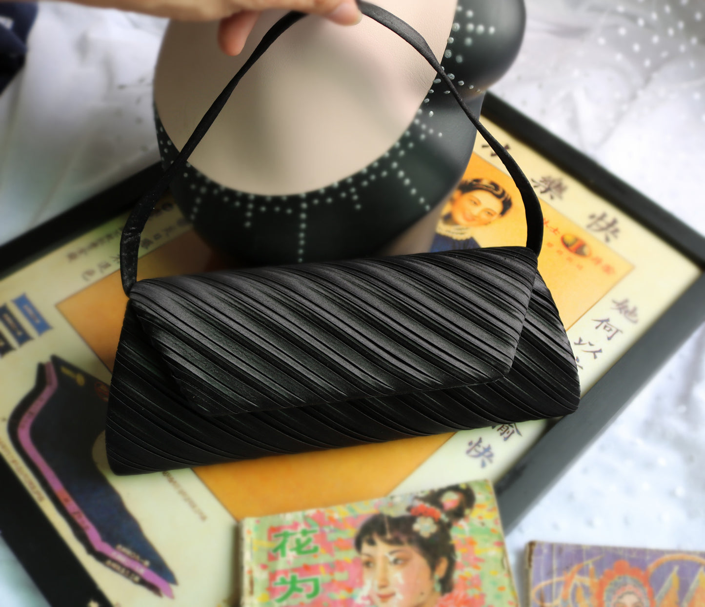 Vintage Antique Bag With Drill Hand Carrying Chain Crossbody Shoulder