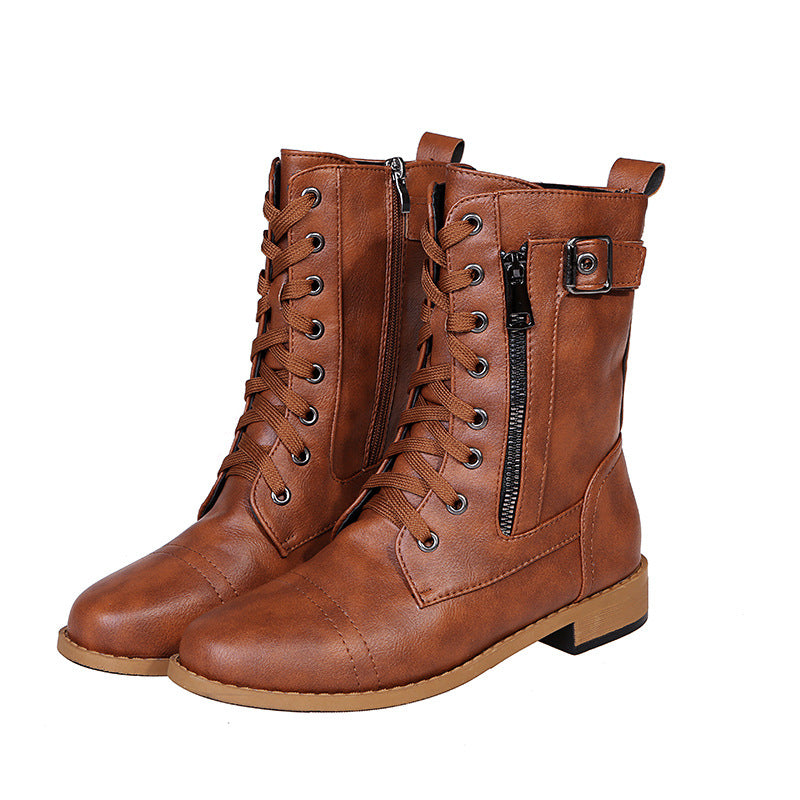 Women's Plus Size European And American Flat Low-heeled Boots
