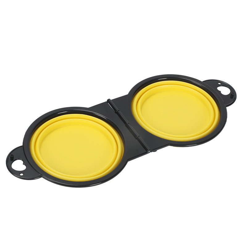 Silicone Portable Outdoor Pet Folding Out Feeder One Dog Bowl