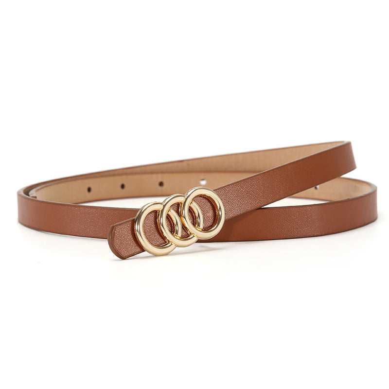 Women's Belt White Three-circle Simple All-matching Jeans
