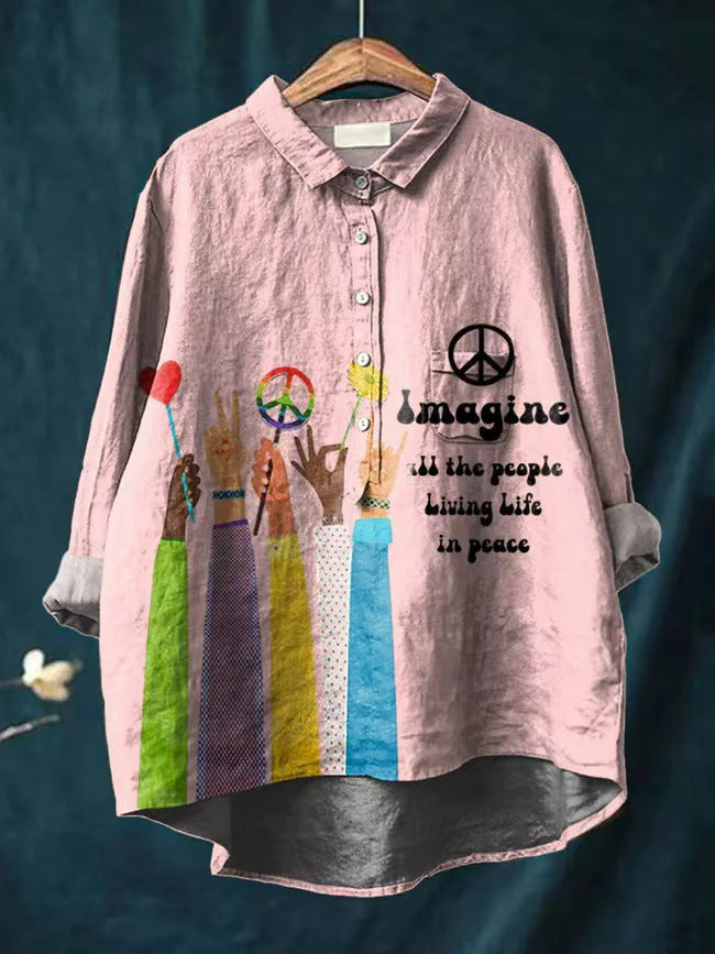 Ladies Fashion New Casual Shirt Animal Print Shirt