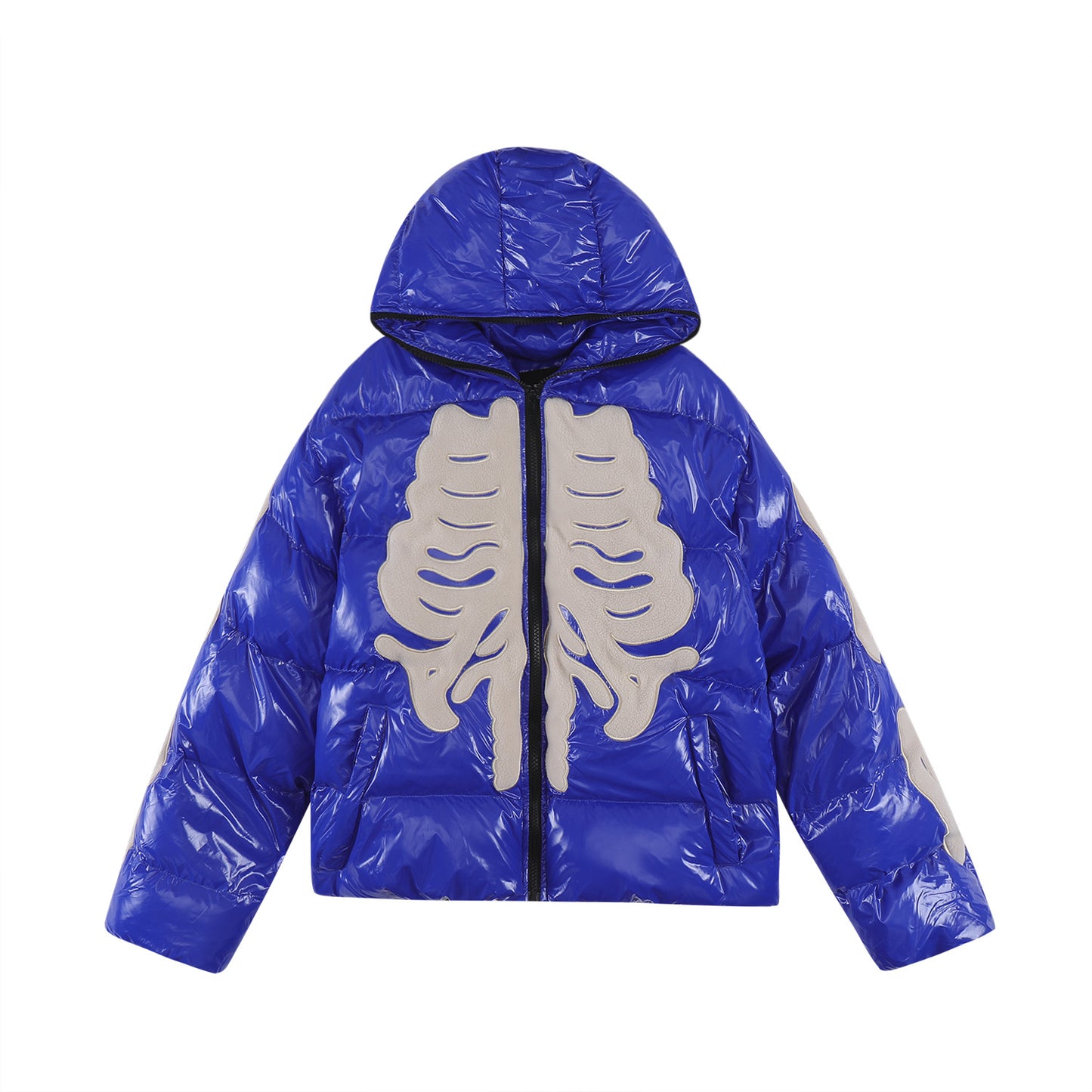 Men's Embroidered Leather Hooded Cotton Coat