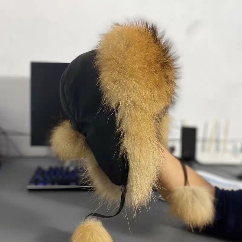 Women's Cotton Fox Fur Ushanka Slimming