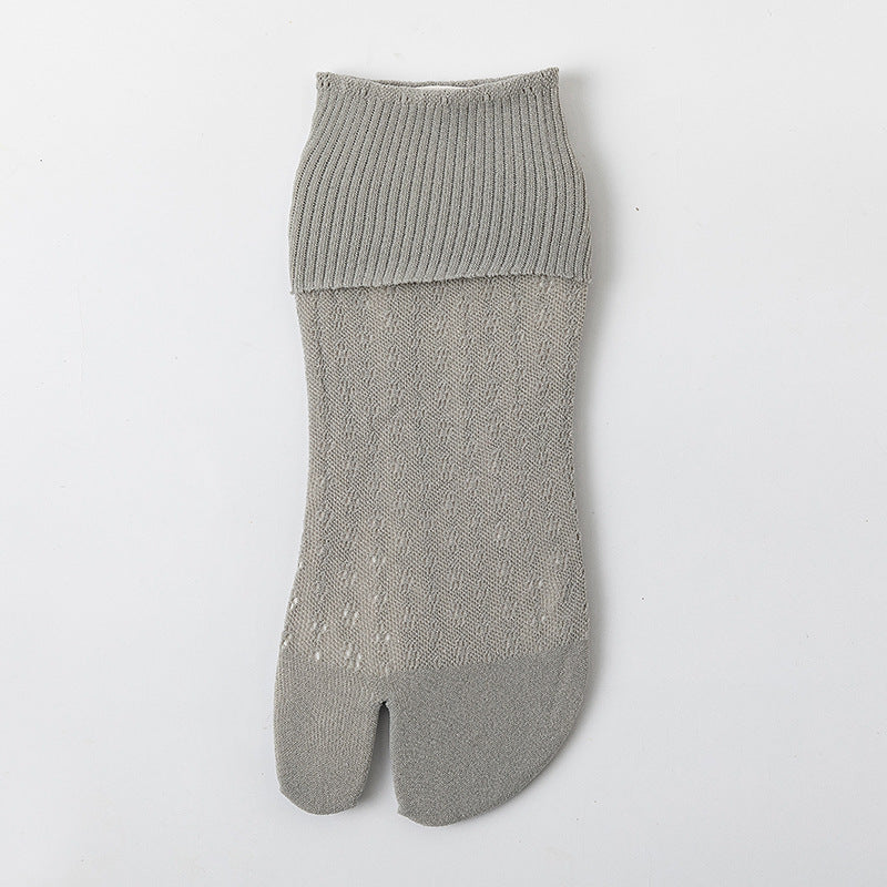Mesh Hollow Out Two Fingers Women's Mid Tube Stockings
