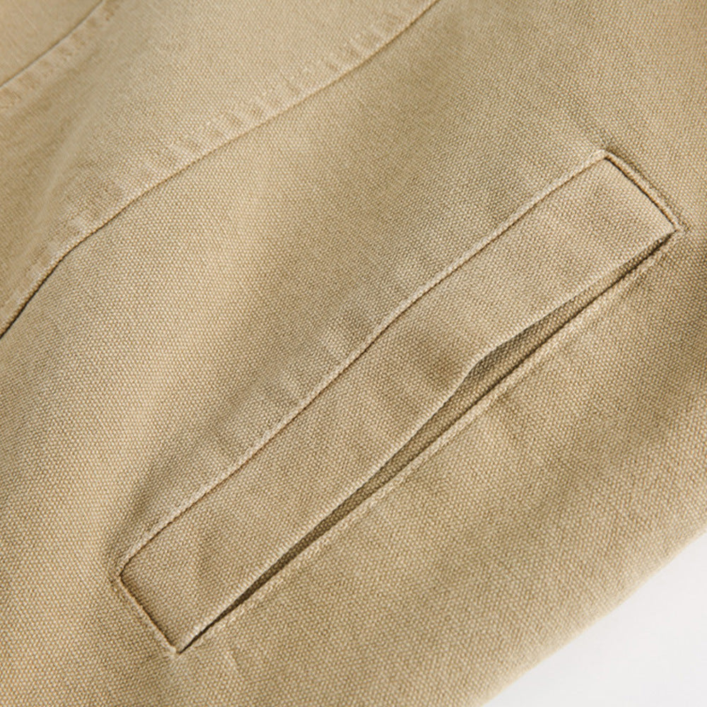 American Retro Workwear Canvas Motorcycle Jacket
