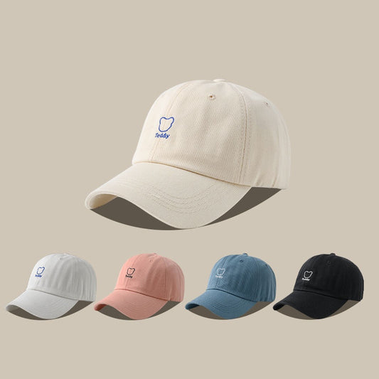 Bear Embroidery Peaked Cap Female Casual Breathable Sun Hat