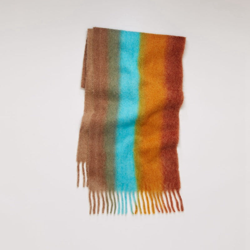 Imitation Cashmere Fashion Personality Gradient Warmth Outdoor Dual-use Shawl