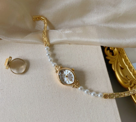 Let Luksus Perle Armbåndsur Dame Kunst Niche Højkvalitets Simpelt