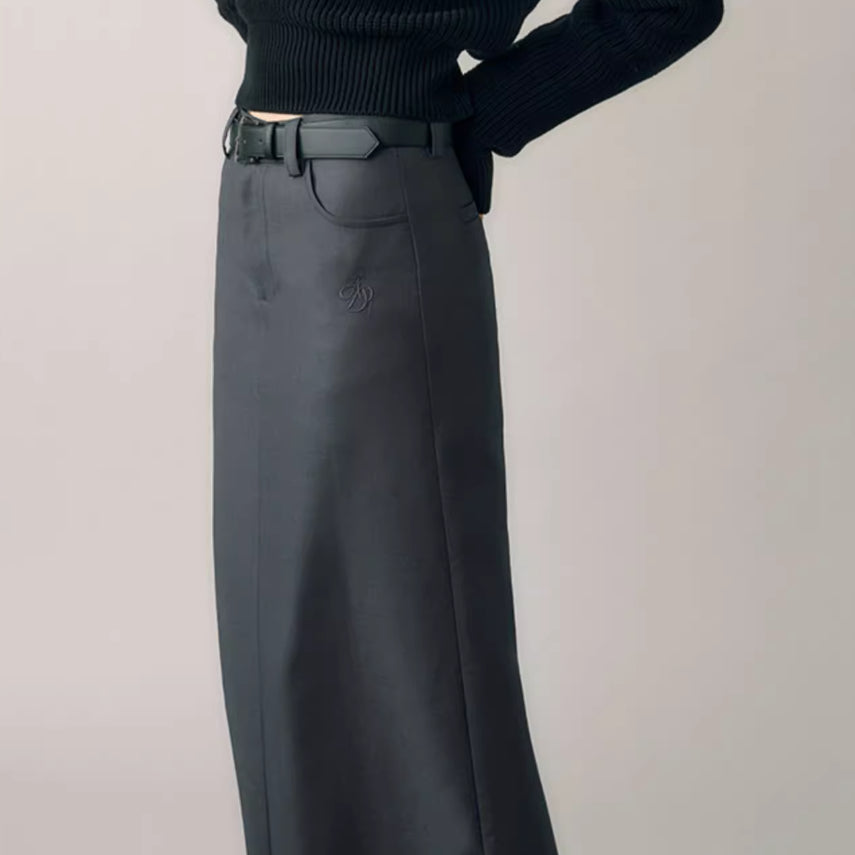 Women's Autumn And Winter Grey Loose A-line Skirt