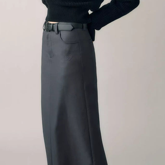 Women's Autumn And Winter Grey Loose A-line Skirt