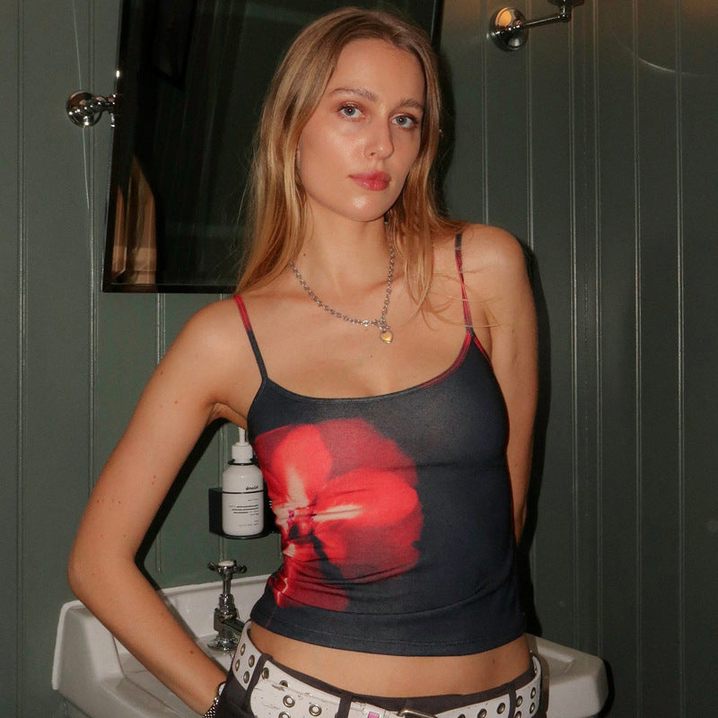 Summer New Fashion Printed Sexy Slim Fit Midriff-baring Camisole