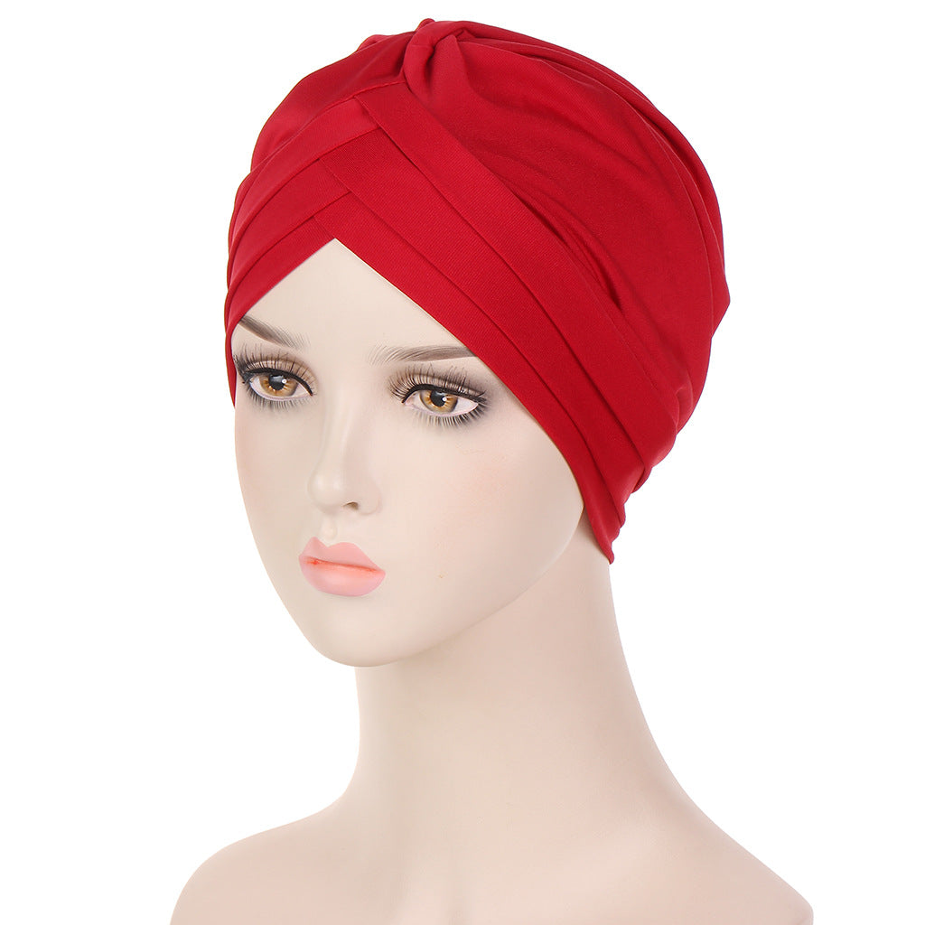 New Multi-color Crystal Hemp Three-layer Turban Hat