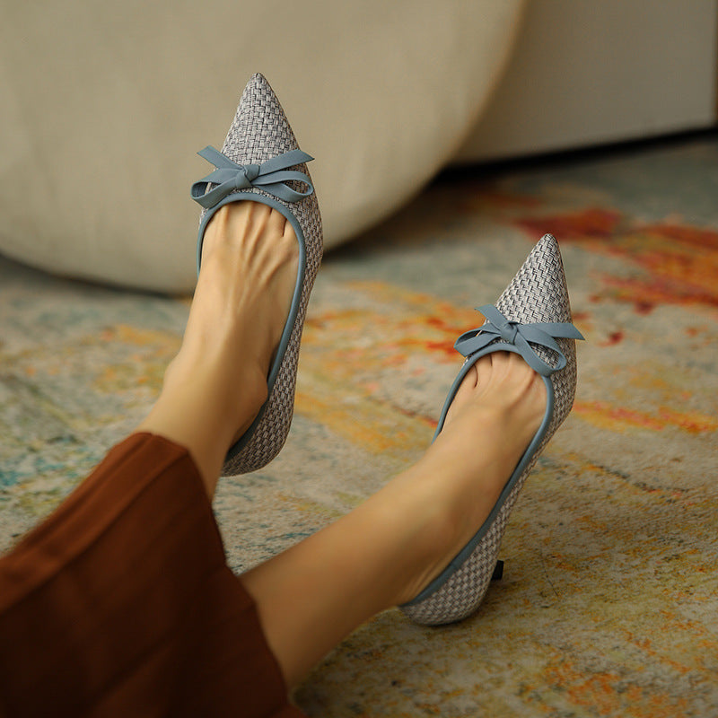 High Heels Leather Shoes Women's New Single Shoes Pointed Toe