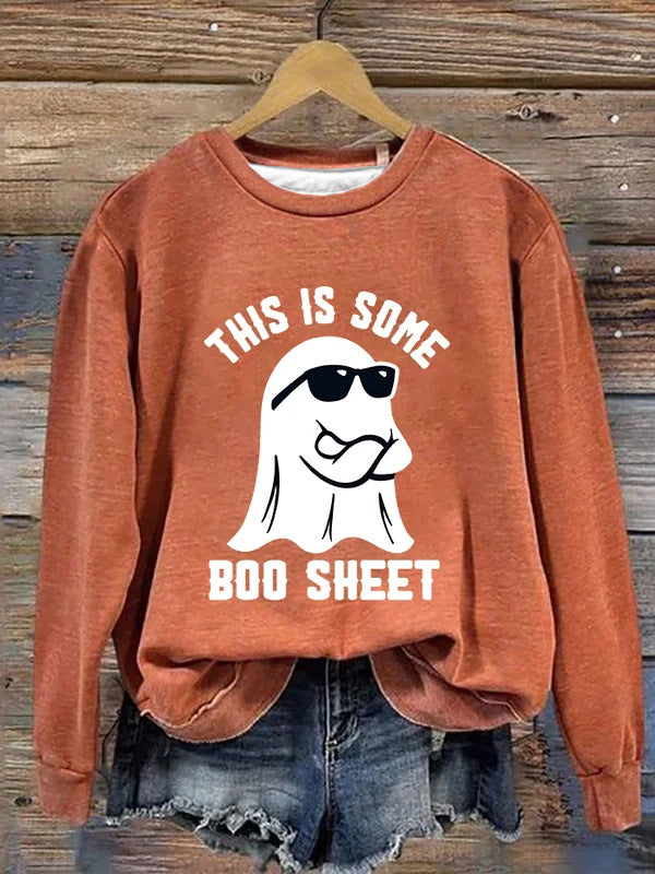 Digital Printing Women's Wansheng Pumpkin Round Neck Sweater