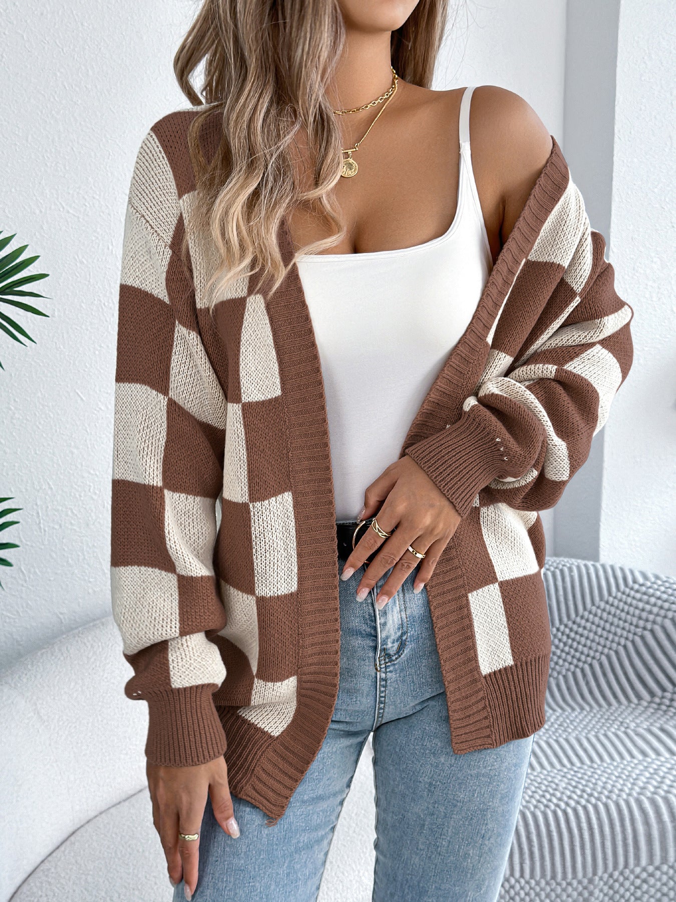 Lantern Sleeve Cardigan Sweater Mid-length Coat