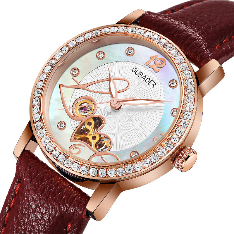 Mechanical hollow luminous belt waterproof watch
