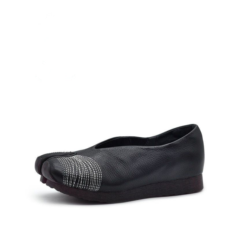 Split Toe Lazy Horseshoe Flat Pumps