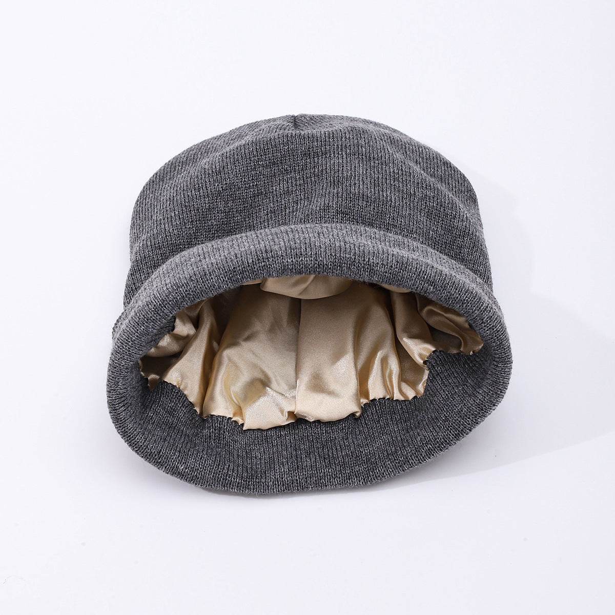 Womens Hair-protecting Warming Knitted Satin Beanie