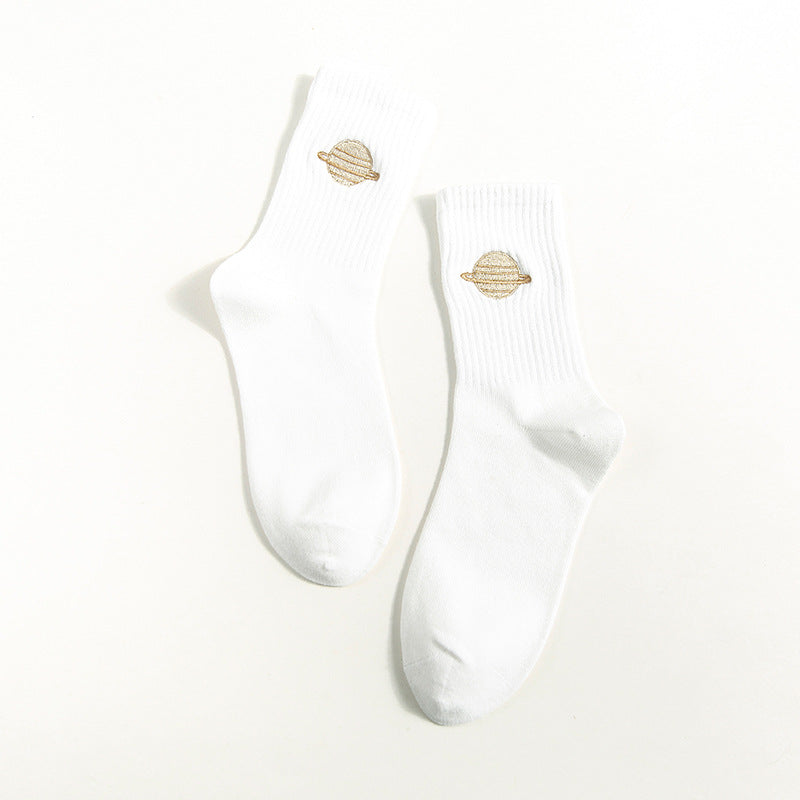 Cotton Women's Tube Socks Cute Cartoon Embroidery Cotton Socks