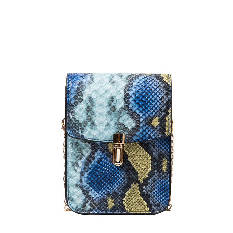 Snakeskin locked one-shoulder bag for women