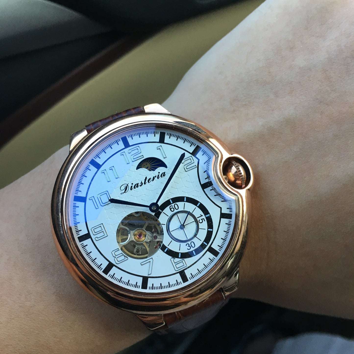 Leather mechanical watch