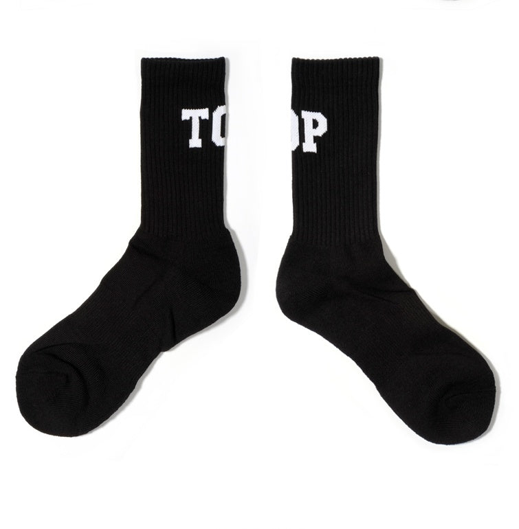 Men's white and black TOP plain sports socks