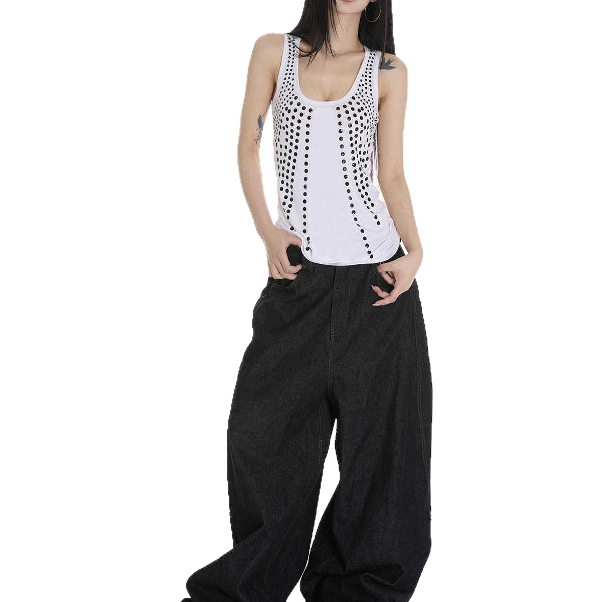 American Hot Girl Backless Slim Fit All-match Round Neck Vest