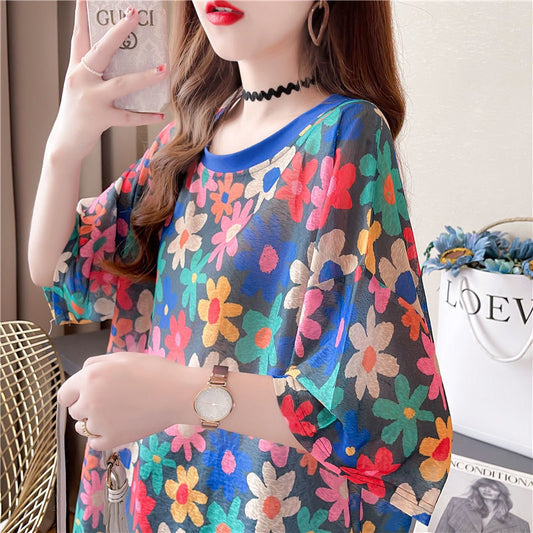 Short-sleeved Loose Plus Size Women's Mid-length Clothing