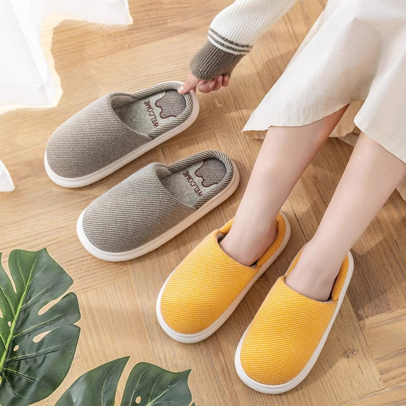 Autumn New Linen Women's Four Seasons Home Indoor Platform Slippers