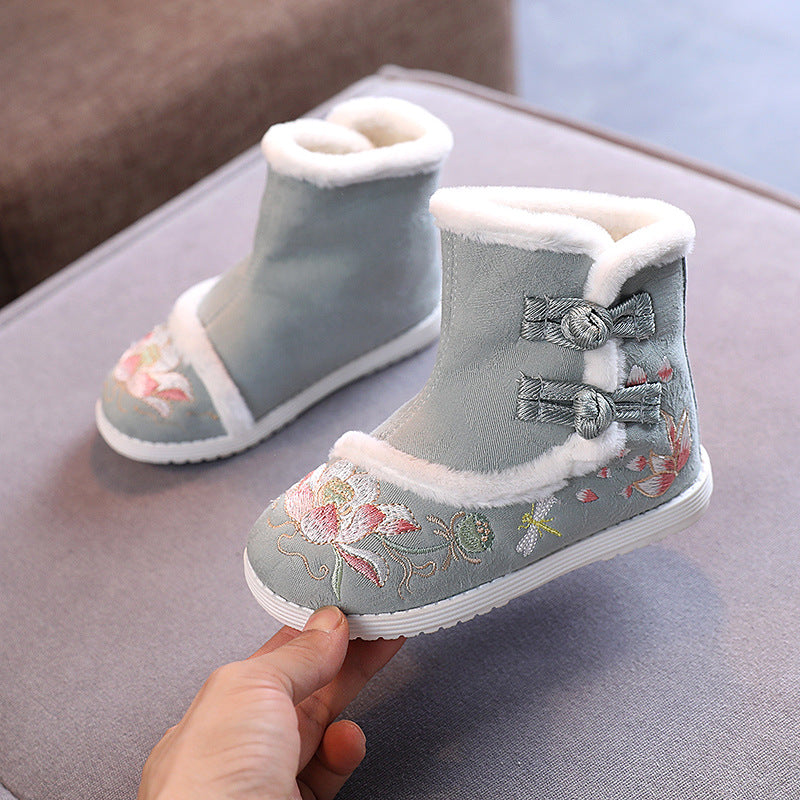 Hanfu Girls Embroidered Old Beijing Snow Boots