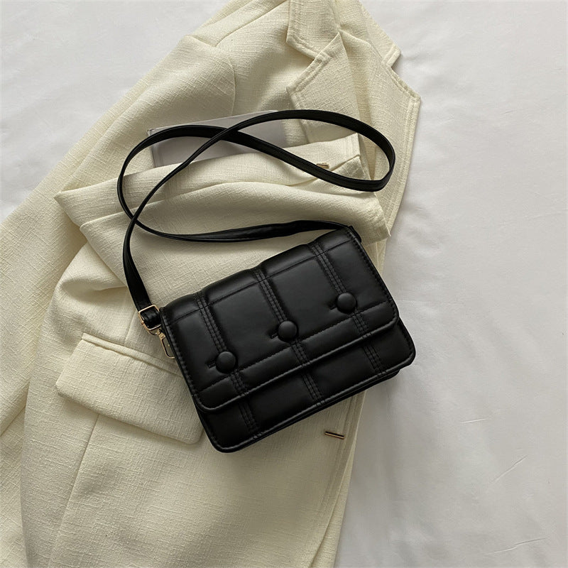 Simple Shoulder Crossbody Solid Color Casual Line Pressing Small Square Bag