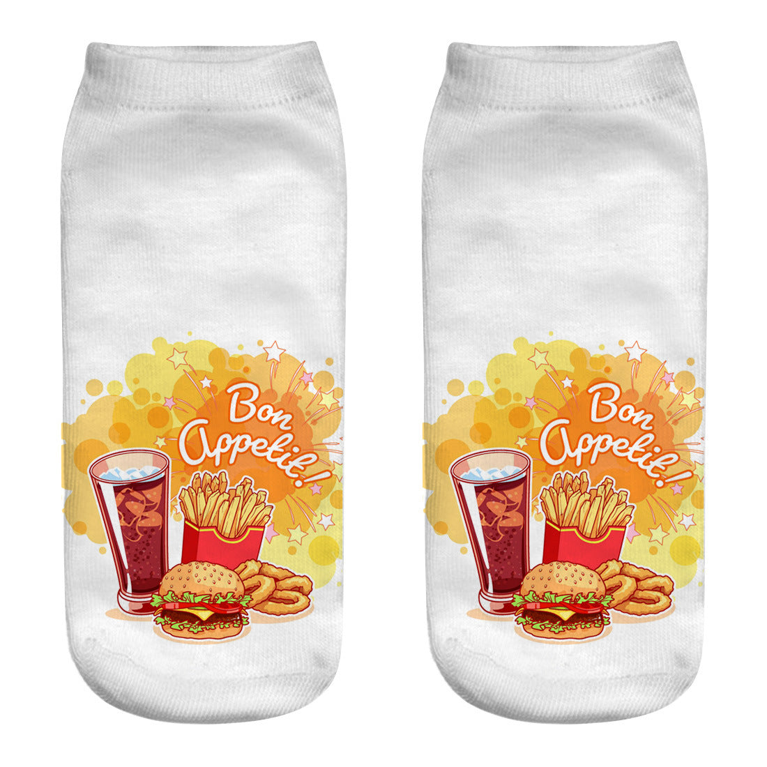 Hamburger fries series 3D printing socks