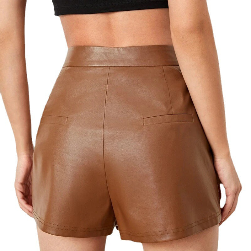 Women's Casual Hip-hugging Leather Pants